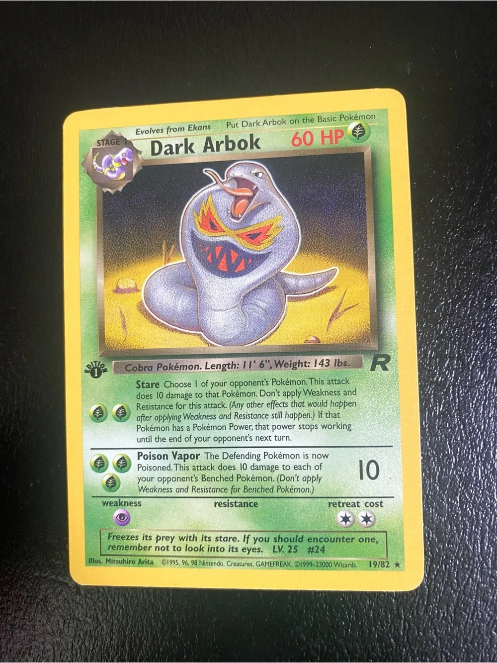 Pokémon Dark Arbok 19/82 1st Edition